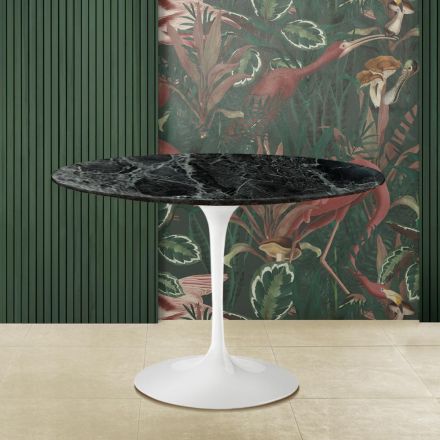Table tulipe Eero Saarine H 73 ronde en marbre Alpi vert Made in Italy - Scarlet Viadurini