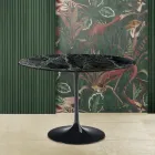 Table Tulipe Eero Saarine H 73 Rond en Marbre Alpi Vert Made in Italy - Ecarlate Viadurini