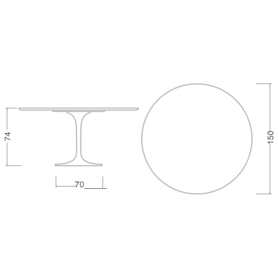 Eero Saarine Table Tulipe H 74 avec plateau rond en marbre Verde Alpi - Scarlet Viadurini