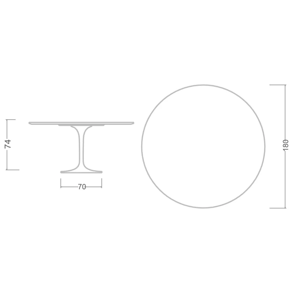 Eero Saarine Table Tulipe H 74 avec plateau rond en marbre Verde Alpi - Scarlet Viadurini