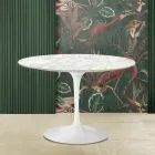 Table Tulipe Eero Saarinen H 73 avec plateau en marbre de Carrare Made in Italy - Ecarlate Viadurini