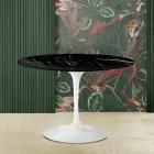 Table Tulipe Eero Saarinen H 73 avec plateau en marbre noir Marquinia Made in Italy - Scarlet Viadurini