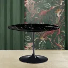 Table Tulipe Eero Saarinen H 73 avec plateau en marbre noir Marquinia Made in Italy - Ecarlate Viadurini