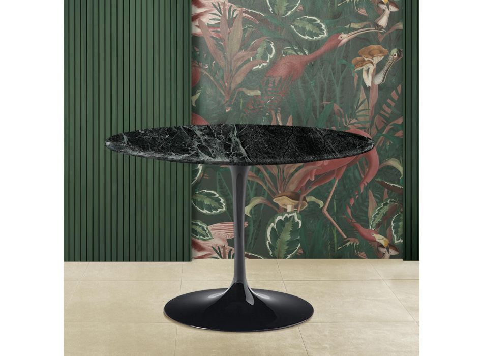 Eero Saarinen Tulip Table H 73 avec plateau en marbre Alpi vert Made in Italy - Scarlet Viadurini