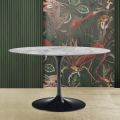 Eero Saarinen Table Tulipe H 74 avec plateau ovale en marbre Arabescato Made in Italy - Ecarlate