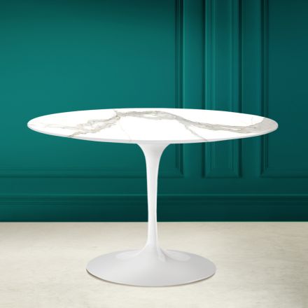 Table Tulipe Eero Saarinen H 73 en Calacatta Michelangelo Made in Italy - Scarlet Viadurini