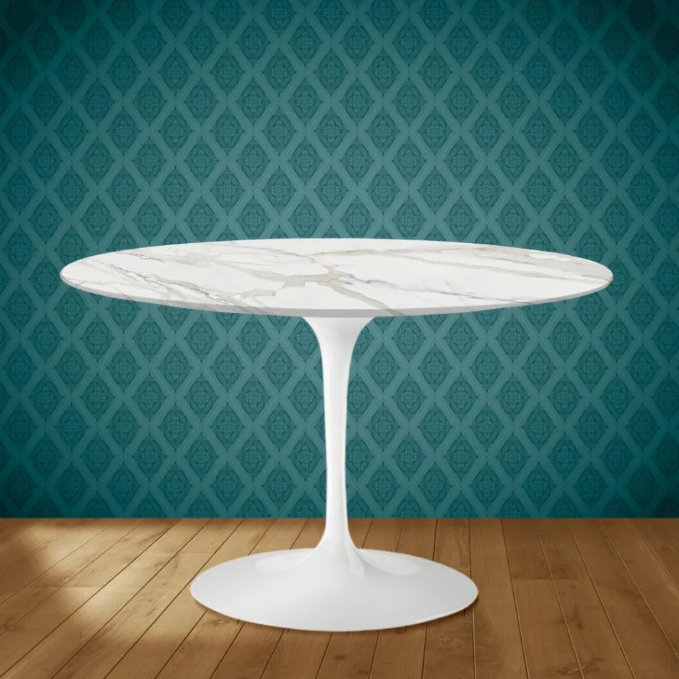 Table Tulipe Eero Saarinen H 73 en céramique Morpheus Made in Italy - Ecarlate Viadurini