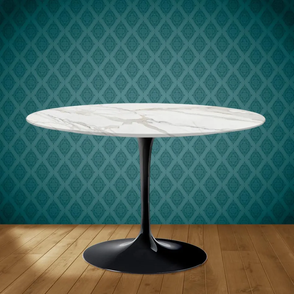 Table Tulipe Eero Saarinen H 73 en céramique Morpheus Made in Italy - Ecarlate Viadurini