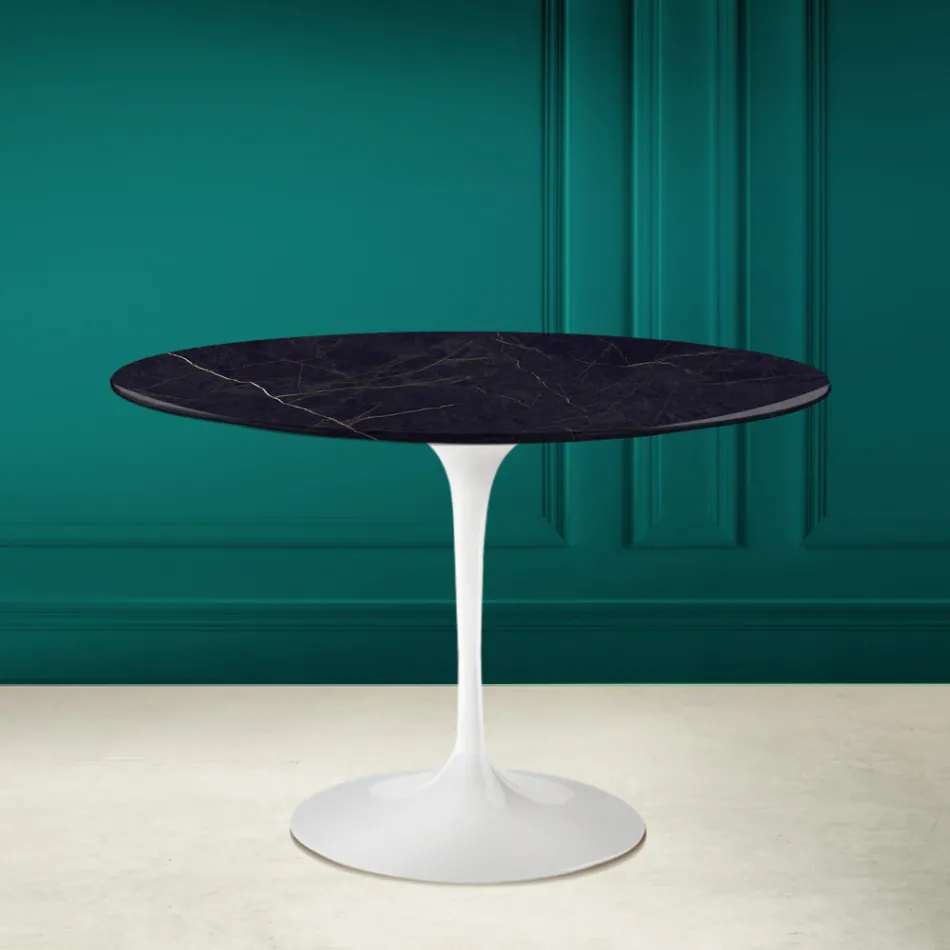 Table Tulipe Eero Saarinen H 73 en céramique Noir Laurent Made in Italy - Scarlet Viadurini