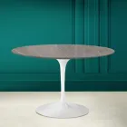 Table Tulipe Eero Saarinen H 73 en céramique Pietra Grey Made in Italy - Scarlet Viadurini