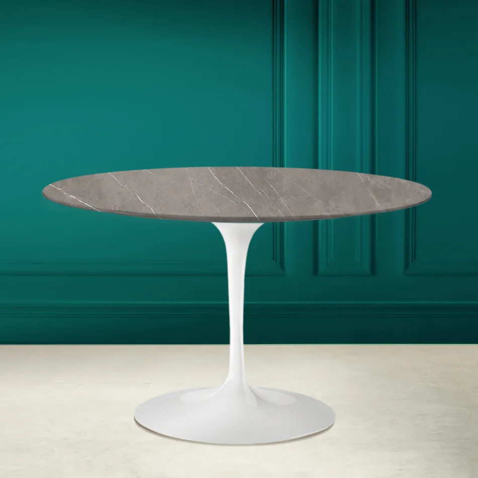 Table Tulipe Eero Saarinen H 73 en céramique Pietra Grey Made in Italy - Scarlet Viadurini