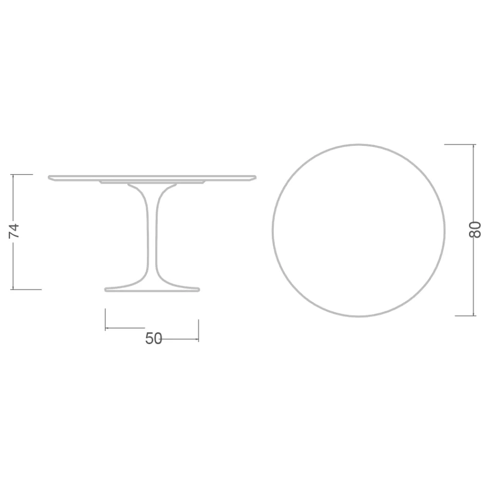 Table Tulipe Eero Saarinen H 73 en céramique Rem Made in Italy - Scarlet Viadurini