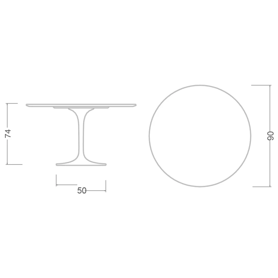 Table Tulipe Eero Saarinen H 73 en céramique Rem Made in Italy - Scarlet Viadurini
