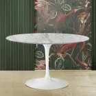 Table Tulipe Eero Saarinen H 73 en marbre Arabescato Made in Italy Viadurini