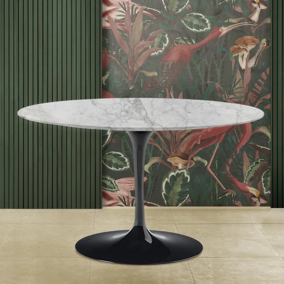 Table Tulipe Eero Saarinen H 73 en marbre Arabescato Made in Italy Viadurini