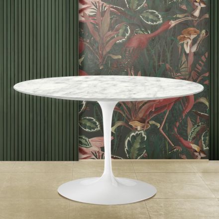 Eero Saarinen Tulip Table H 73 en marbre de Carrare Made in Italy Viadurini