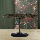 Table tulipe Eero Saarinen H 73 en marbre Emperador foncé Made in Italy Viadurini
