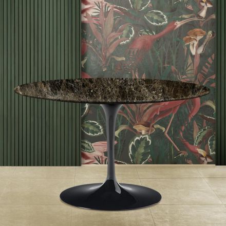 Table tulipe Eero Saarinen H 73 en marbre Emperador foncé Made in Italy Viadurini