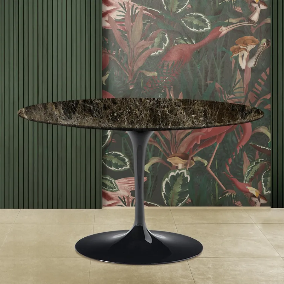 Table tulipe Eero Saarinen H 73 en marbre Emperador foncé Made in Italy Viadurini