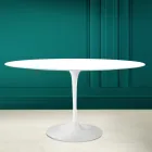 Table Tulipe Eero Saarinen H 73 Ovale en Céramique Blanc Absolu Made in Italy - Ecarlate Viadurini