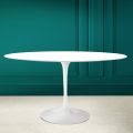 Table Tulipe Eero Saarinen H 74 Ovale en Céramique Blanc Absolu Made in Italy - Ecarlate