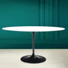 Table Tulipe Eero Saarinen H 73 Ovale en Céramique Blanc Absolu Made in Italy - Ecarlate Viadurini