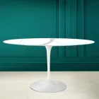 Table Tulipe Eero Saarinen H 73 Ovale en céramique Calacatta Michelangelo Viadurini