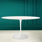 Table Tulipe Eero Saarinen H 73 Ovale en céramique Diamond Cream Made in Italy - Ecarlate Viadurini