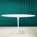 Table Tulipe Eero Saarinen H 74 Ovale en céramique Diamond Cream Made in Italy - Ecarlate