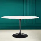 Table Tulipe Eero Saarinen H 73 Ovale en céramique Diamond Cream Made in Italy - Ecarlate Viadurini