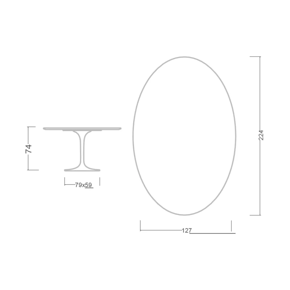 Table Tulipe Eero Saarinen H 73 Ovale en Céramique Entzo Made in Italy - Ecarlate Viadurini