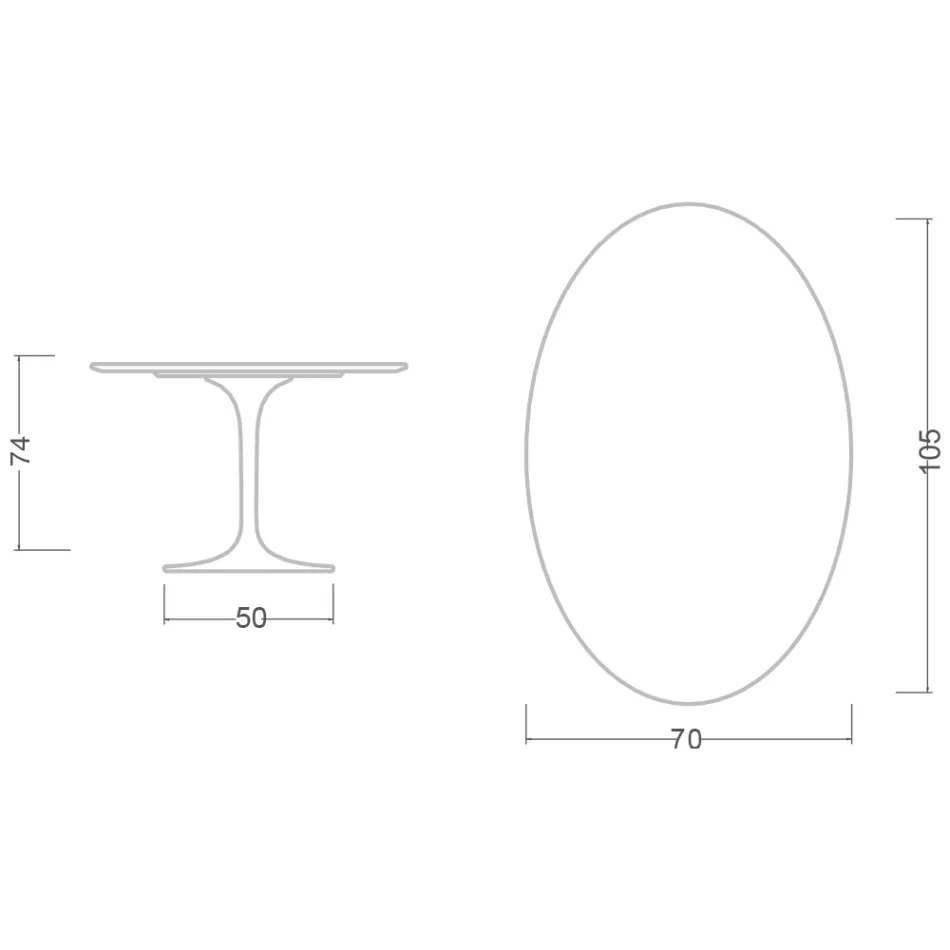 Table Tulipe Eero Saarinen H 73 Ovale en Céramique Entzo Made in Italy - Ecarlate Viadurini