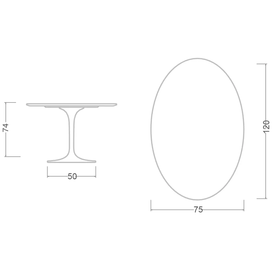 Table Tulipe Eero Saarinen H 73 Ovale en Céramique Entzo Made in Italy - Ecarlate Viadurini