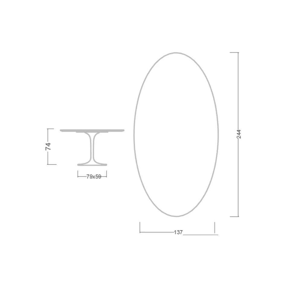 Table Tulipe Eero Saarinen H 73 Ovale en Céramique Kira Made in Italy - Ecarlate Viadurini