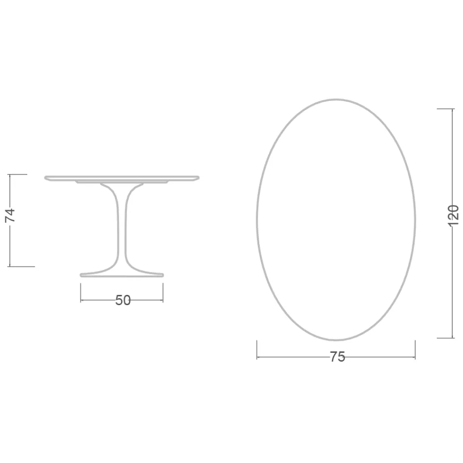 Table Tulipe Eero Saarinen H 73 Ovale en céramique Morpheus Made in Italy - Ecarlate Viadurini