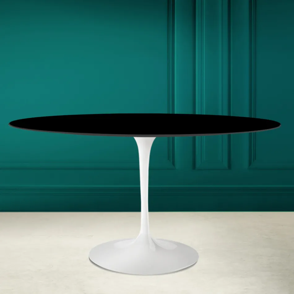 Table Tulipe Eero Saarinen H 73 Ovale en Céramique Noir Absolu Made in Italy - Ecarlate Viadurini