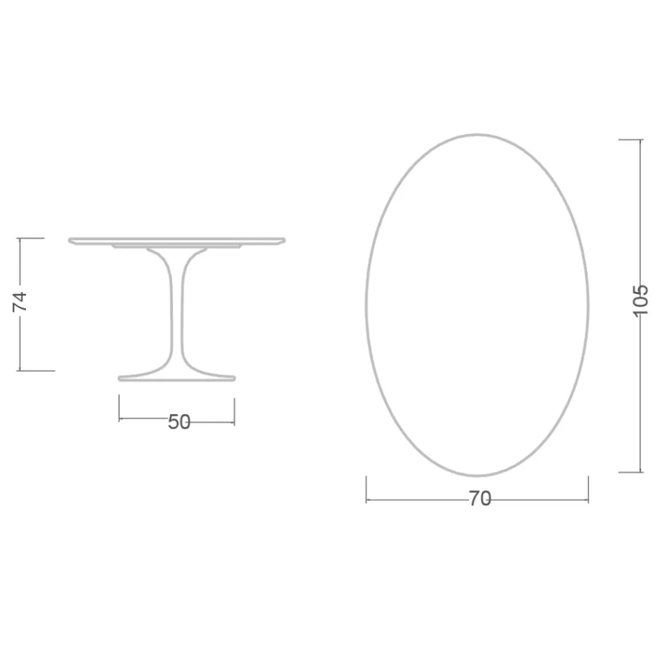 Table Tulipe Eero Saarinen H 73 Ovale en Céramique Noir Absolu Made in Italy - Ecarlate Viadurini