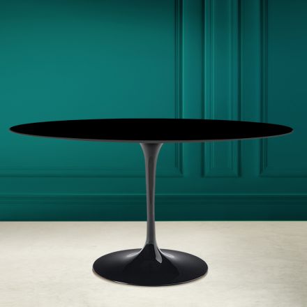Table Tulip Eero Saarinen H 73 Ovale en Céramique Noir Absolu Made in Italy - Scarlet Viadurini