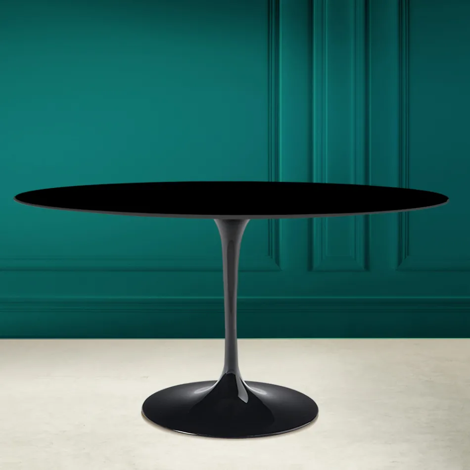 Table Tulipe Eero Saarinen H 73 Ovale en Céramique Noir Absolu Made in Italy - Ecarlate Viadurini