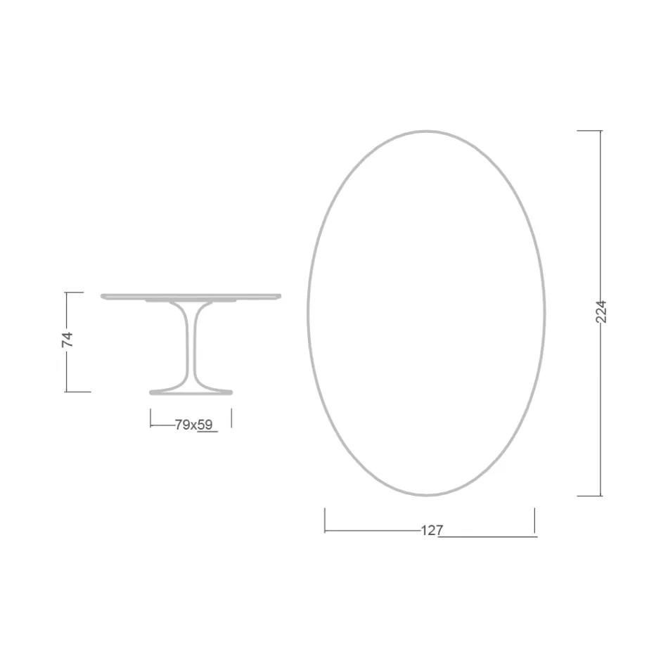 Table Tulipe Eero Saarinen H 73 Ovale en Céramique Noire Soft Made in Italy - Scarlet Viadurini