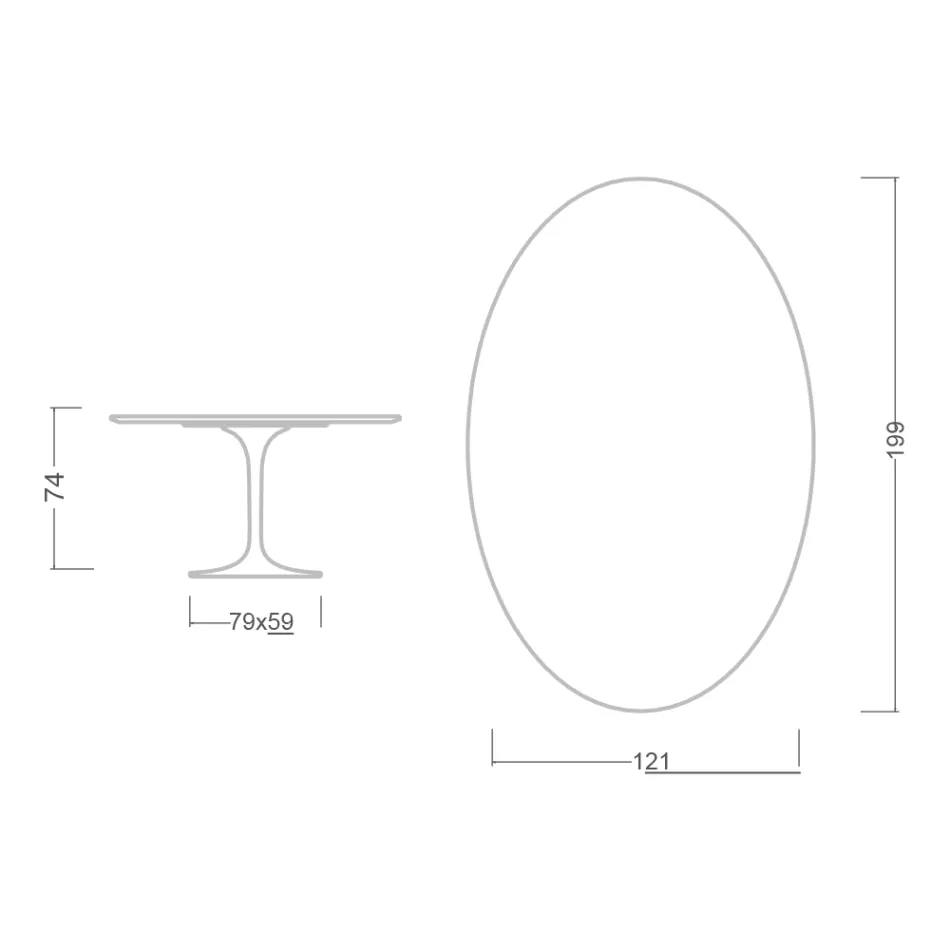 Table Tulipe Eero Saarinen H 73 Ovale en Céramique Noire Soft Made in Italy - Ecarlate Viadurini