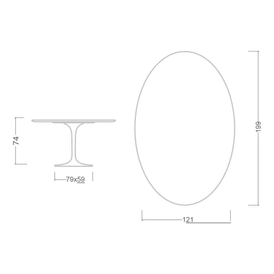 Table Tulipe Eero Saarinen H 73 Ovale en Céramique Noir Laurent Made in Italy - Ecarlate Viadurini