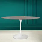 Table Tulipe Eero Saarinen H 73 Ovale en céramique Pietra Grey Made in Italy - Scarlet Viadurini