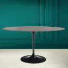Table Tulipe Eero Saarinen H 73 Ovale en céramique Pietra Grey Made in Italy - Scarlet Viadurini