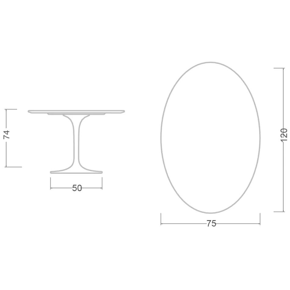 Table Tulipe Eero Saarinen H 73 Ovale en Céramique Rem Made in Italy - Ecarlate Viadurini