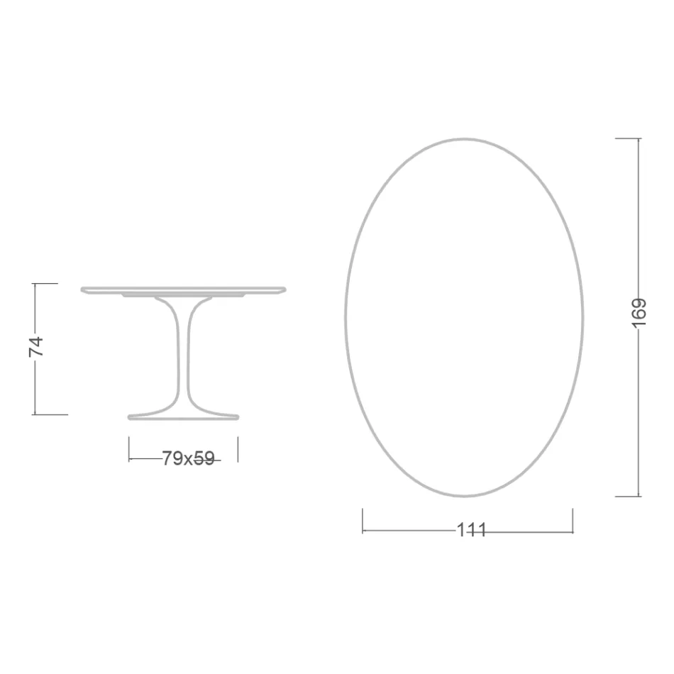 Table Tulipe Eero Saarinen H 73 Ovale en céramique Statuario Altissimo Made in Italy - Ecarlate Viadurini