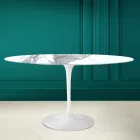 Table Tulipe Eero Saarinen H 73 Ovale en céramique Statuario Altissimo Made in Italy - Ecarlate Viadurini