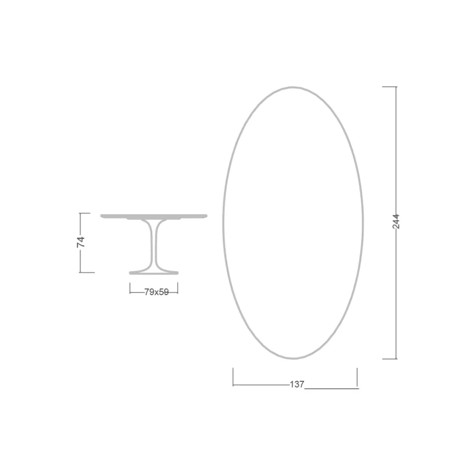 Table Tulipe Eero Saarinen H 73 Ovale en céramique Statuario Altissimo Made in Italy - Ecarlate Viadurini