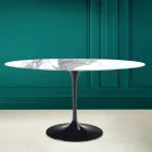 Table Tulipe Eero Saarinen H 73 Ovale en céramique Statuario Altissimo Made in Italy - Ecarlate Viadurini
