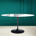 Table Tulipe Eero Saarinen H 74 Ovale en céramique Statuario Altissimo Made in Italy - Ecarlate